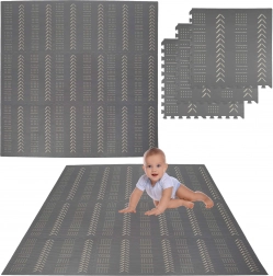 Humbi tapis puzzle en mousse 9 pcs, gris, 180 × 180 × 1 cm