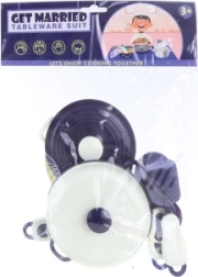 Set de vaisselle de cuisine pour enfants 9 pcs bleu et blanc