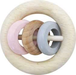 Hess hochet trois anneaux rose