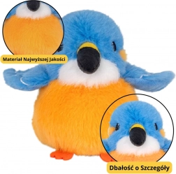 Petit oiseau en peluche bleu-orange avec porte-clés 12 cm