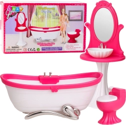Ensemble de salle de bain pour poupées avec baignoire, toilette et lavabo avec miroir