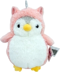 Mascotte pingouin Romek rose 20 cm