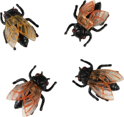 Mouches en plastique décoratives pour Halloween, lot de 4