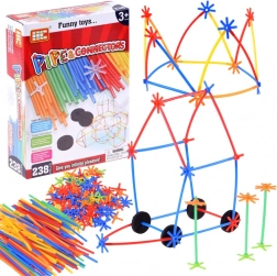 Jeu de construction avec pailles colorées et connecteurs, 238 pièces