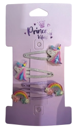 Ensemble Pink de barrettes à cheveux scintillantes licorne et arc-en-ciel (4 pcs)
