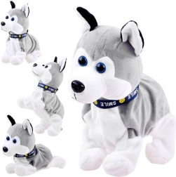 Husky en peluche interactif avec sons et tours au toucher