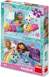 puzzle La Maison magique de Gabby : Sur l’arc-en-ciel 2×48 pièces