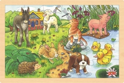 Puzzle en bois avec animaux de la ferme 24 pièces