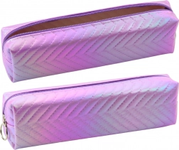 Organisateur trousse scolaire holographique motif sapin violet 21x6 cm