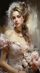 Peinture diamant fille aux roses 30 × 40 cm