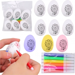 ensemble d’œufs de Pâques en polystyrène à peindre avec feutres, motif floral, 6 pièces