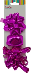 Coffret cadeau de rubans et nœuds métallisés, 3 pcs (nœuds 9 cm, ruban 10 m, petit nœud 6 mm)