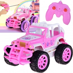 Voiture RC tout-terrain rose pour filles avec télécommande