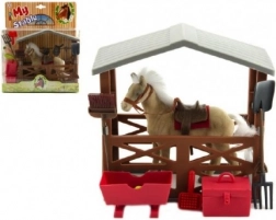 Cheval en plastique avec écurie et accessoires