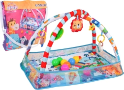 Tapis d’éveil pour enfants et piscine à balles sèche avec arche et jouets suspendus