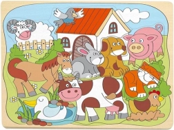 Woodyland puzzle à encastrer en bois avec joyeux animaux domestiques