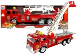 Camion de pompiers rouge avec échelle extensible, lumières et sons