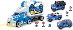 camion de police avec 3 voitures à visser avec effets lumineux et sonores 42 cm