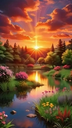 Peinture diamant coucher de soleil sur la forêt 30 × 40 cm