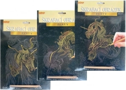 Grattage image dorée Licorne A4, 3 motifs