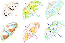 Parapluie enfant à ouverture automatique avec animaux joyeux, dôme transparent