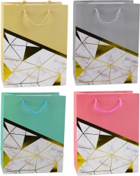 Sac cadeau avec motifs géométriques et effet marbre 23 x 18 x 10,5 cm