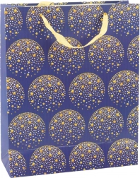 Sac cadeau élégant avec étoiles dorées, bleu marine 32 × 26 × 12 cm