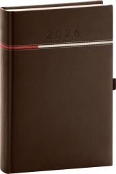 Agenda quotidien Tomy 2026 marron-rouge 15 x 21 cm