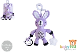 lapin en peluche suspendu avec hochet et anneaux de dentition 30 cm BABY TED