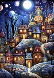 Puzzle Village au clair de lune 1000 pièces