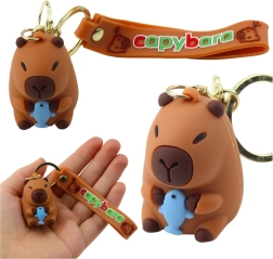 Porte-clés en silicone capybara avec dauphin