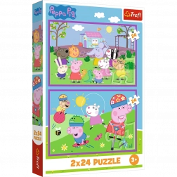 Puzzle 2x24 Peppa à l’aire de jeux - Peppa Pig