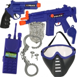 Set de jeu de police avec pistolet, carabine, masque et menottes