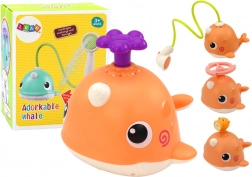 Jouet de bain Baleine avec 3 embouts orange