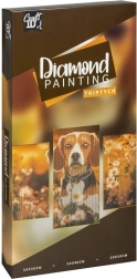 peinture diamant sur cadre chien – triptyque 40 × 20 cm + 30 × 20 cm