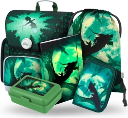 Ensemble scolaire Dragon Baagl: Cartable, Trousse, Sac, Dossier et Boîte à Goûter