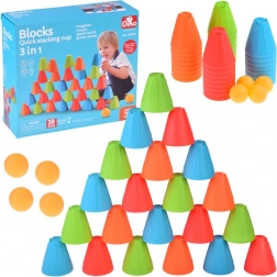 Jeu d’adresse Gobelets Rapides – gobelets de construction et balles pour enfants
