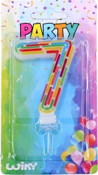 bougie de fête pour gâteau – chiffre 7, rayures