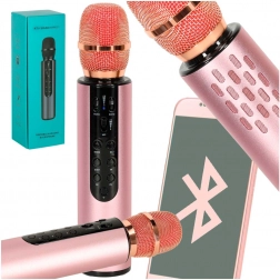 Microphone karaoké sans fil avec Bluetooth, rose