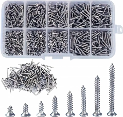 Set de vis universelles M2 en acier nickelé, 800 pcs