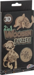 Puzzle 3D en bois 2-en-1 singe et dauphin