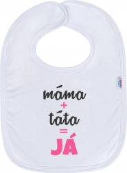 Bavoir pour bébé NEW BABY maman + papa = moi – rose