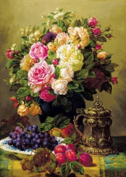 Profitez du puzzle - Nature morte avec roses de Jean-Baptiste Robie, 1000 pièces