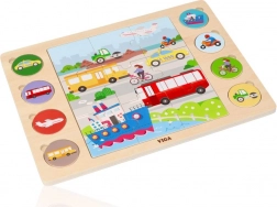 Puzzle en bois selon l’ombre – moyens de transport 17 pcs VIGA