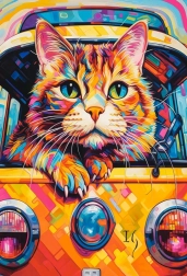 Puzzle 100 pièces Cat Bus Travel – CASTORLAND