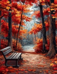 Norimpex peinture diamant – banc dans le parc 30 × 40 cm