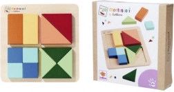 Puzzle en bois Montessori à carrés – casse-tête géométrique avec 4 carrés