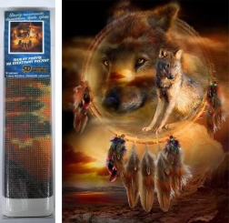 Peinture en diamant Attrape-rêves avec loups 30x40 cm