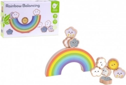 Arc-en-ciel d’équilibre en bois avec nuages