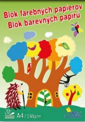 Bloc de dessin A4 avec feuilles colorées, 20 pcs